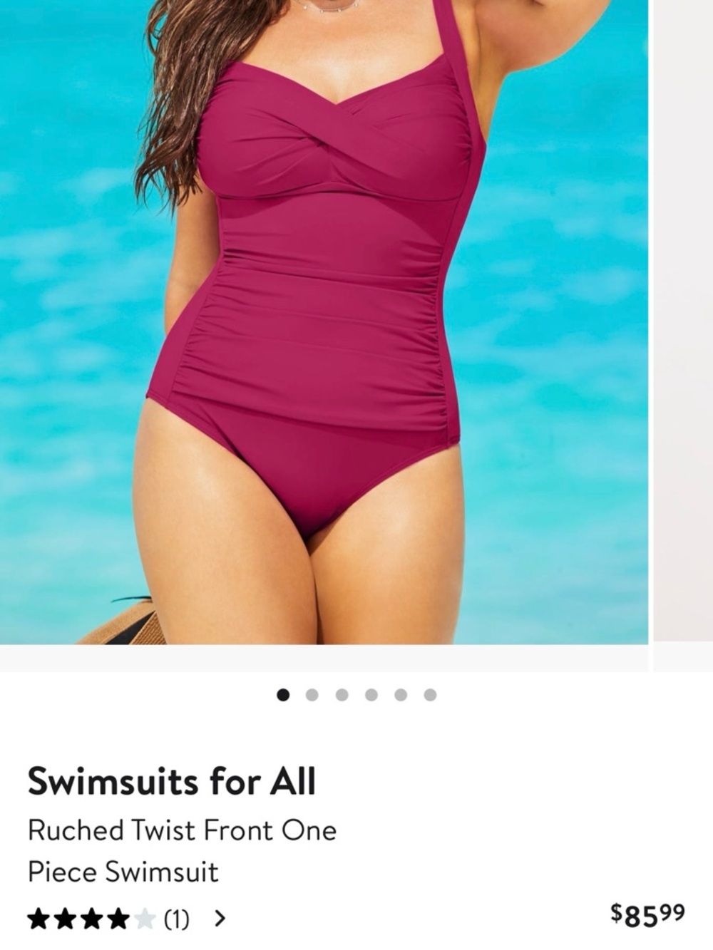 Swimsuits for All  Ruched Twist Front One-Piece - bright pink  8 like new